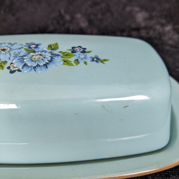 1960's Taylor & Taylor Ironstone Blue Floral Butter Dish - Picture 4 of 7
